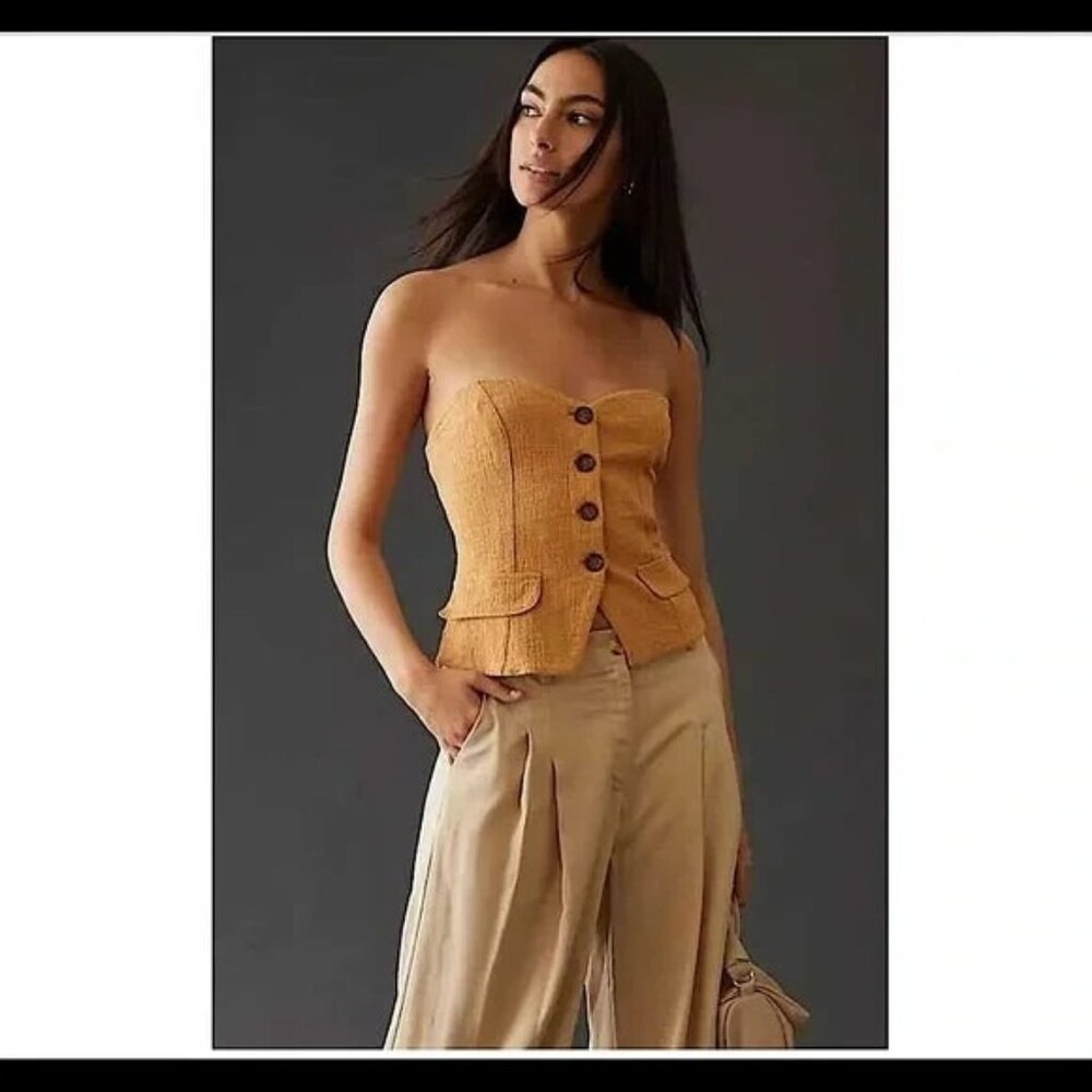 NWT| By Anthropologie Tailored Corset Button Front Tube Top Size M